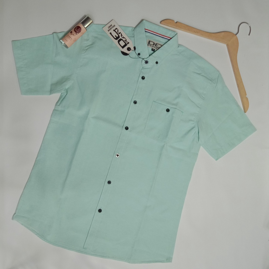 C14/KEMEJA HIJAU TOSCA PRIA LENGAN PENDEK PREMIUM/KEMEJA COWOK WARNA HIJAU TOSCA PRIA LENGAN PENDEK/
