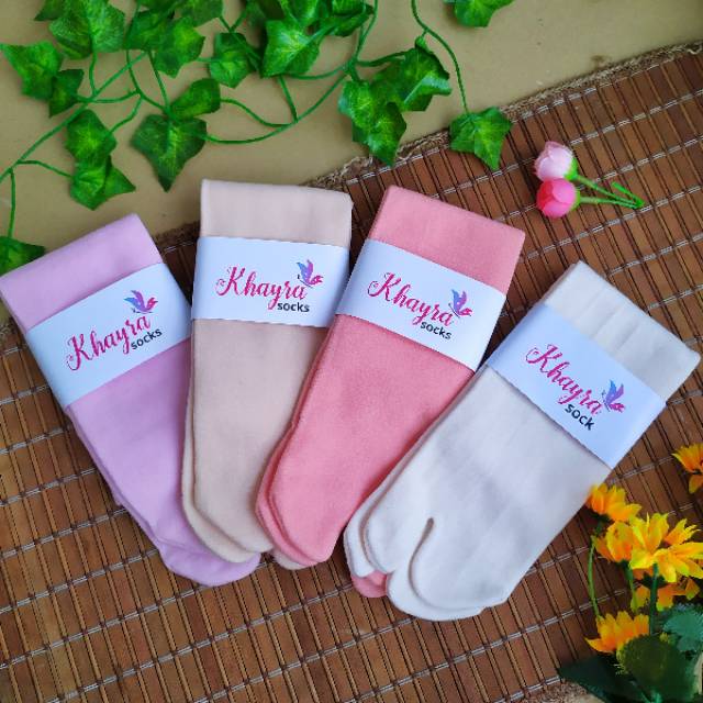 [12 PASANG] KAOS KAKI JEMPOL POLOS BAHAN NILON