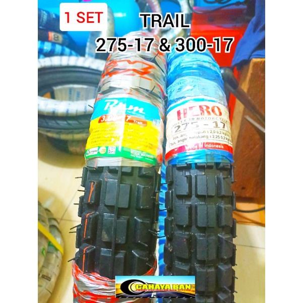 paket hemat sepasang ban montor trail 275-17 dan 300-17 ban honda win revo satria jupiter supra smas