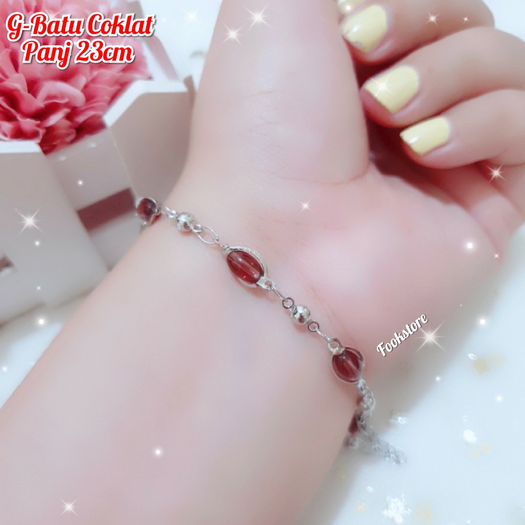 TERMURAH GELANG BATU WARNA SILVER/ANTI ALERGI