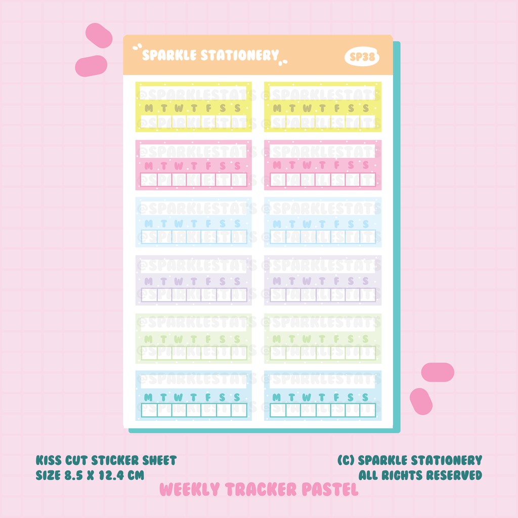 

SP38 Weekly Tracker Sticker | Sparkle Stationery Planner Sticker Bullet Journal Agenda Polco