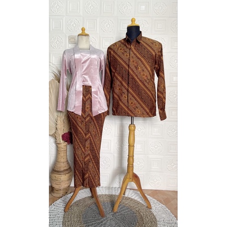 rok plisket batik parang strip marun ungu dan kemeja / sarimbit / couple