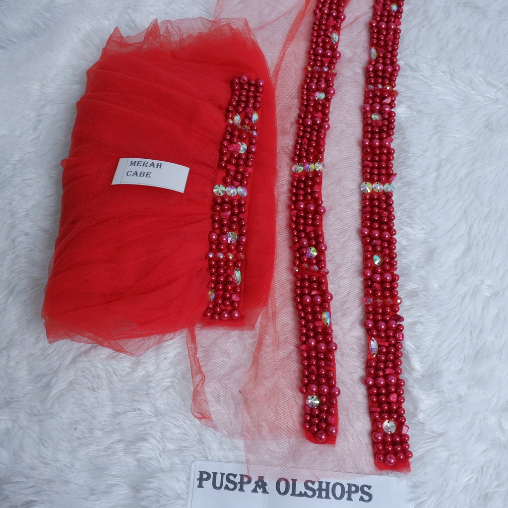 Set Veil Mutiara Susun Slayer Mutiara Susun maron-merah cabe