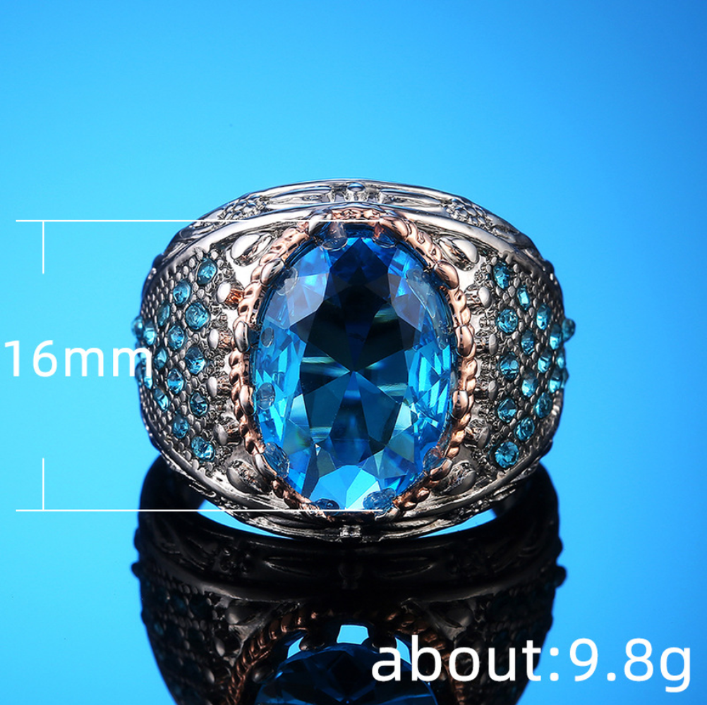 Cincin Pesona Perhiasan Aksesoris Fashion Pria Safir Platinum Berlian Biru Kristal Mawar Emas Perak Rings