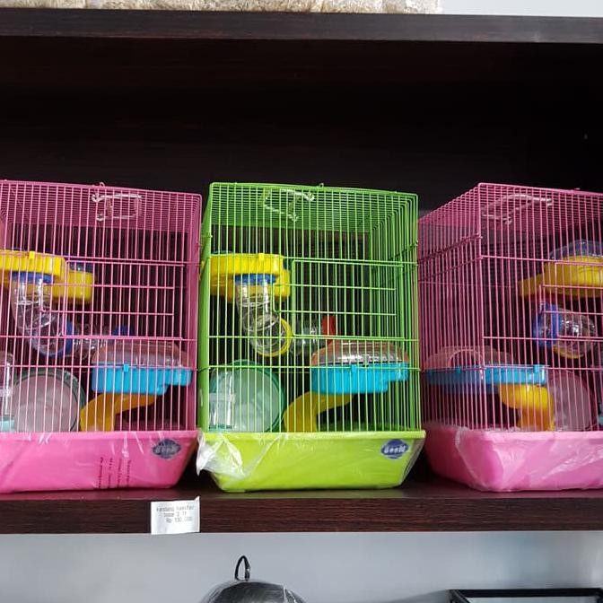 Kandang Hamster besar 3 tingkat warna pink