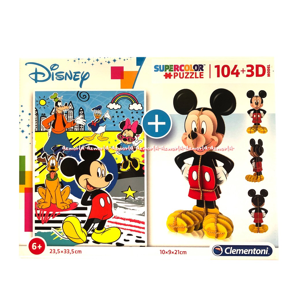 Clementoni Disney Mickey Mouse Super Color Puzzle Mainan Puzzle Untuk Anak Usia 6 Tahun Keatas