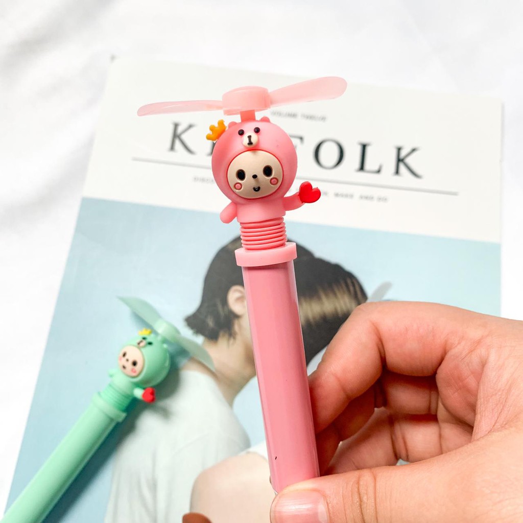 Kipas dengan pulpen bentuk boneka lucu gel kipas mini alat tulis sekolah unik souvenir JAKARTA COD-3