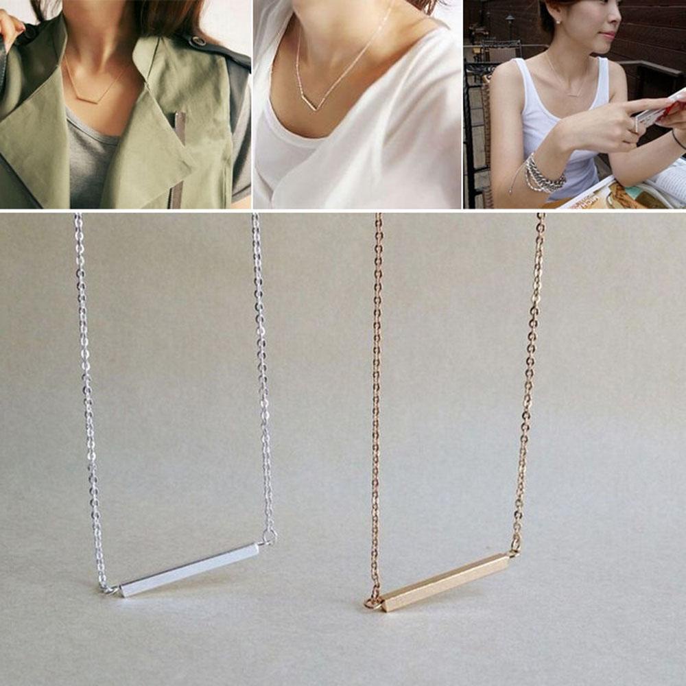 Preva Bone Kalung Wanita Liontin Silver &amp; Gold Horizontal Stick