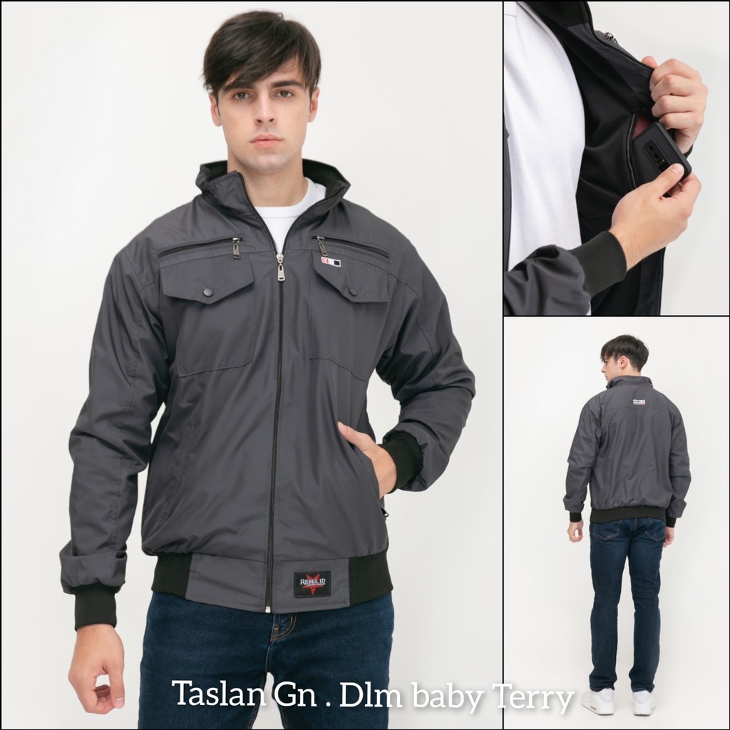 Jaket Pria Keren Terbaru Distro Bandung Rebel Id Parasut Premium Taslan Gn