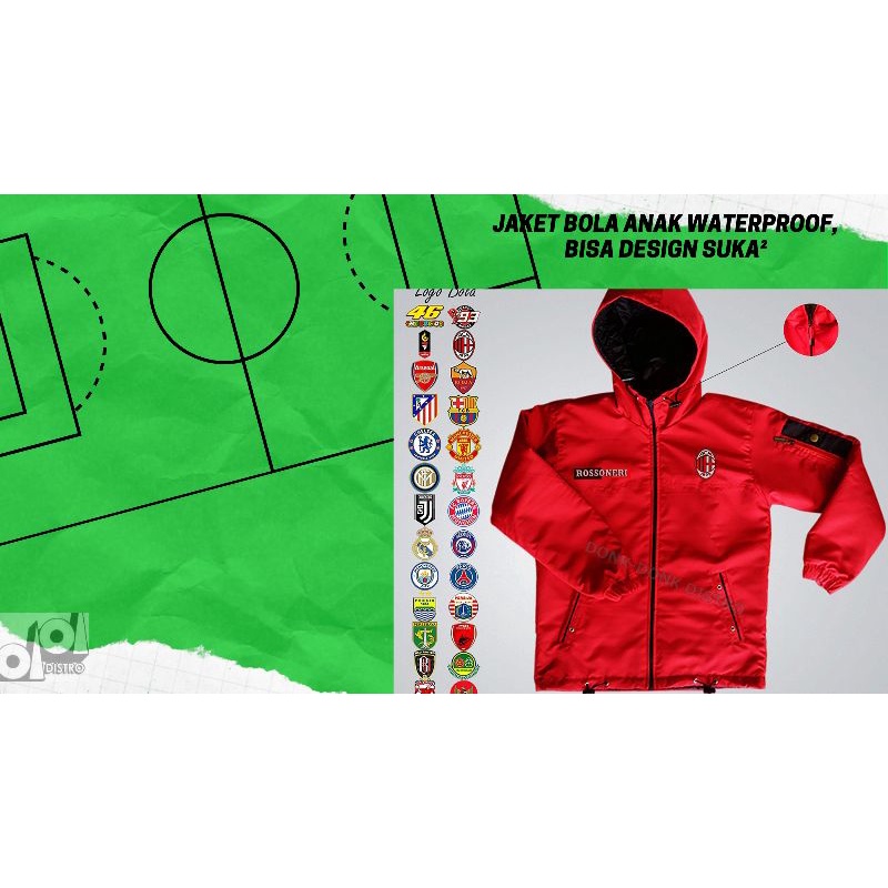 Jaket Anak Milan Anti Air, Anti Angin