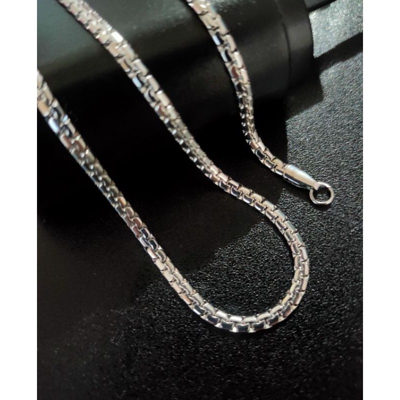 Kalung Titanium Pria dan Wanita Gepeng Motif Emas dan Silver