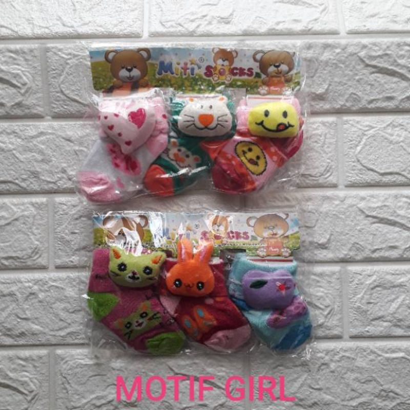 3PCS KAOS KAKI BONEKA 3D