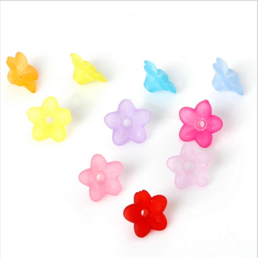 20/100pcs Mixed Trumpet Flower Frosted Acrylic Plastic Beads Caps for DIY Bracelet Necklace Making Jewelry Findings Wholesale