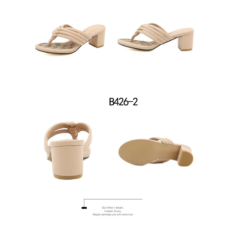 GC Canvas Leather Heels Sandals #B426-2