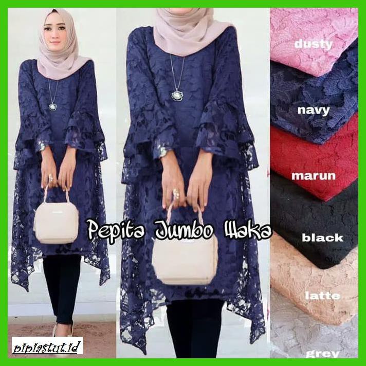 ATINAWESUOLB- TUNIK PEPITA NAVY SL CORDIACE PREMIUM / TUNIK WANITA CORDLACE NAVY -PROMOTE.