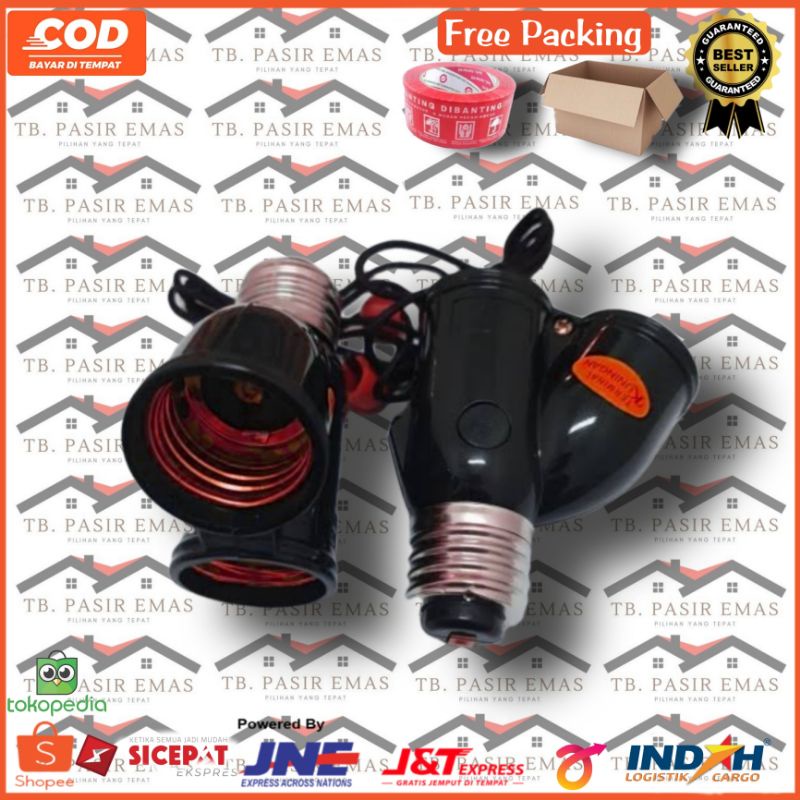 COD Termurah fiting saklar tarik 2 lampu, fitting lampu tarik, fiting gantung tarik