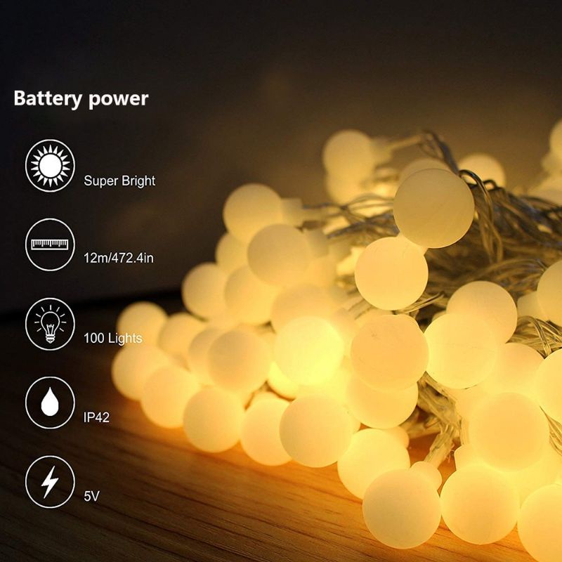 Lampu Hias Gantung String Lights Model Bohlam Mini Waterproof 3 Meter - Warm White