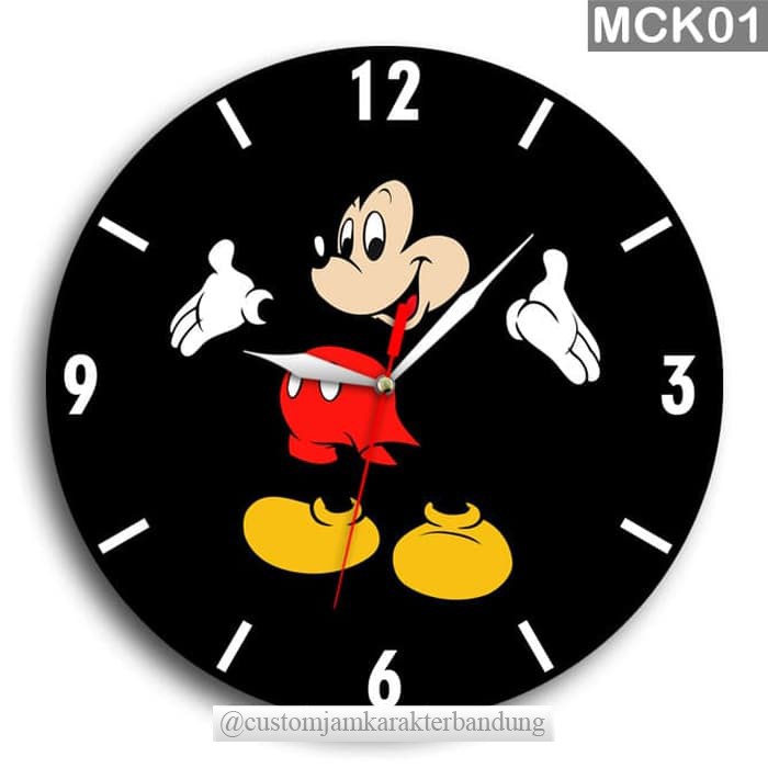 JAM DINDING KAYU UNIK MICKEY MOUSE MCK01 FREE BATERAI - JAM DINDING MICKEY MOUSE - JAM KAYU MICKEY
