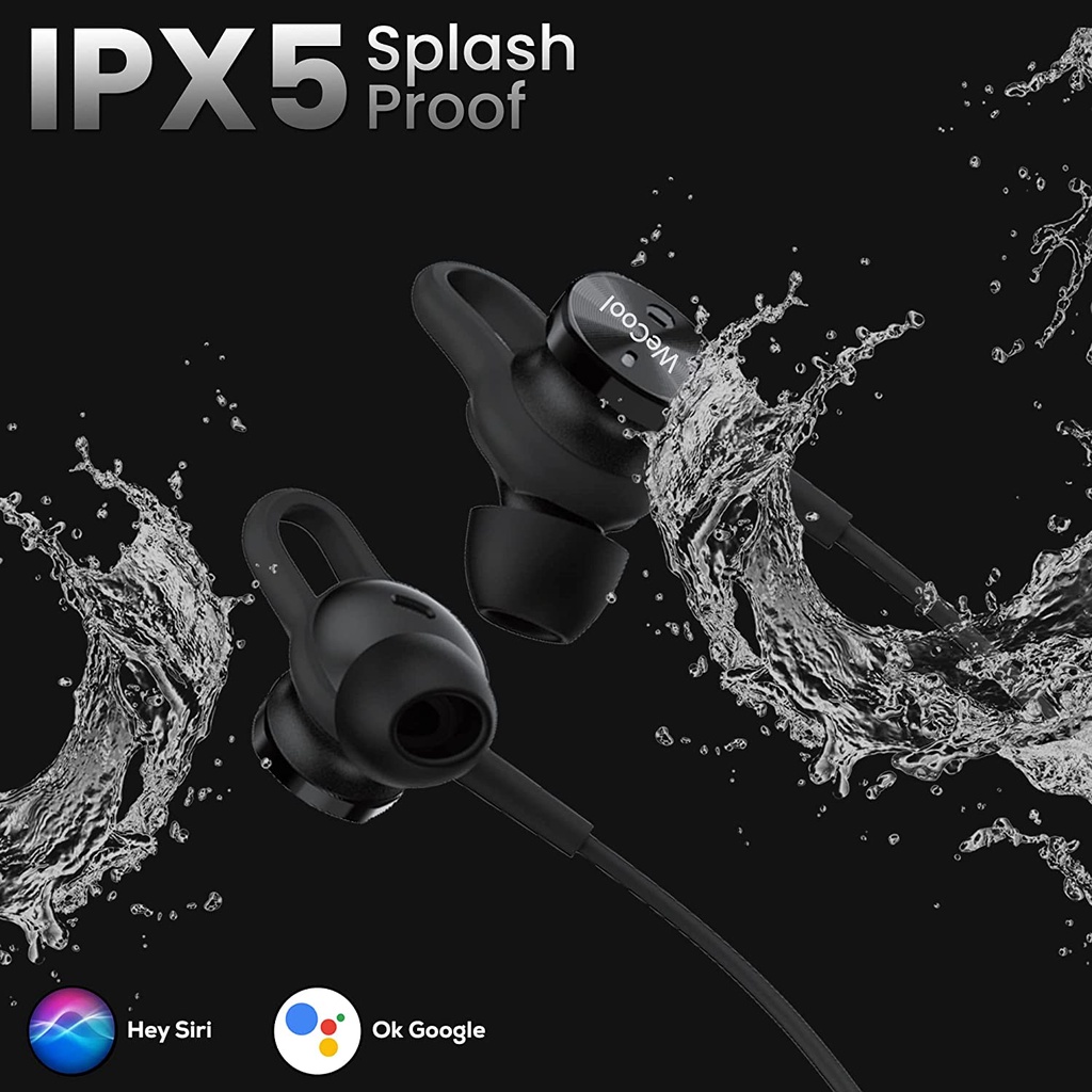 Wecool N1 Earbud Nirkabel Headset lubang suara Earphone Bluetooth Bass Tinggi di Telinga Earphone Olahraga Fit dengan Baterai 9 Jam Pengisian Cepat IPX5 Bluetooth V5.1 dan Asisten Suara Tali Leher Fleksibel Pengisian Daya Tipe C