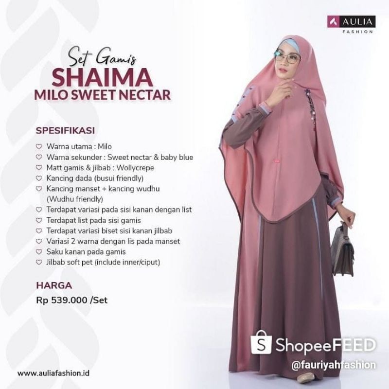 TERBARU LAGI SET GAMIS SHAIMA MILO SWEET NECTAR by AULIA FASHION