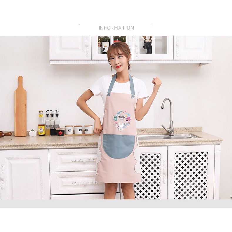 Apron Celemek Masak Celemek Anti Air Apron Waterproof Celemek Masak Bahan Kain Premium Quality Korean Style