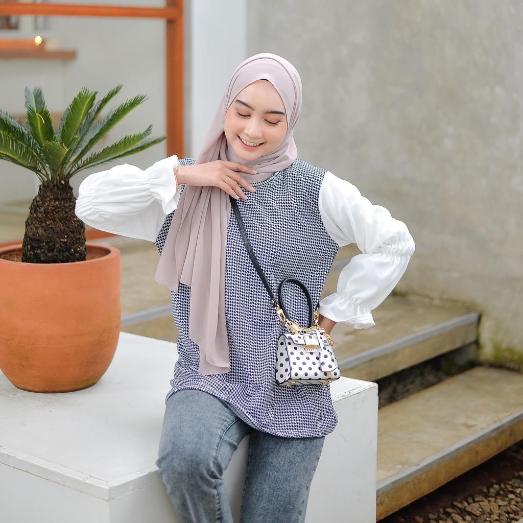 1KG MUAT 5PCS | DIORA BLOUSE KOMBI TARTAN SQUARE GROSIR WANITA FASHION OOTD SELEBGRAM MASA KINI