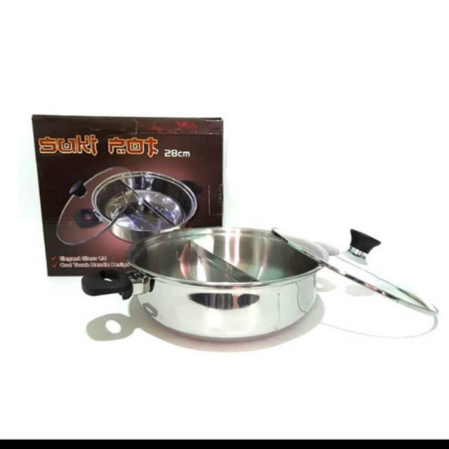 Panci shabu shabu/suki pot/sukiyaki pot/panci steamboat sekat 2 uk 28