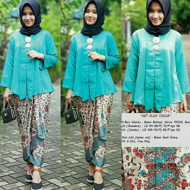 SET KEBAYA FLOY TOSCA baju undangan kutubaru jumbo murah pakaian wisuda muslim remaja kekinian batik