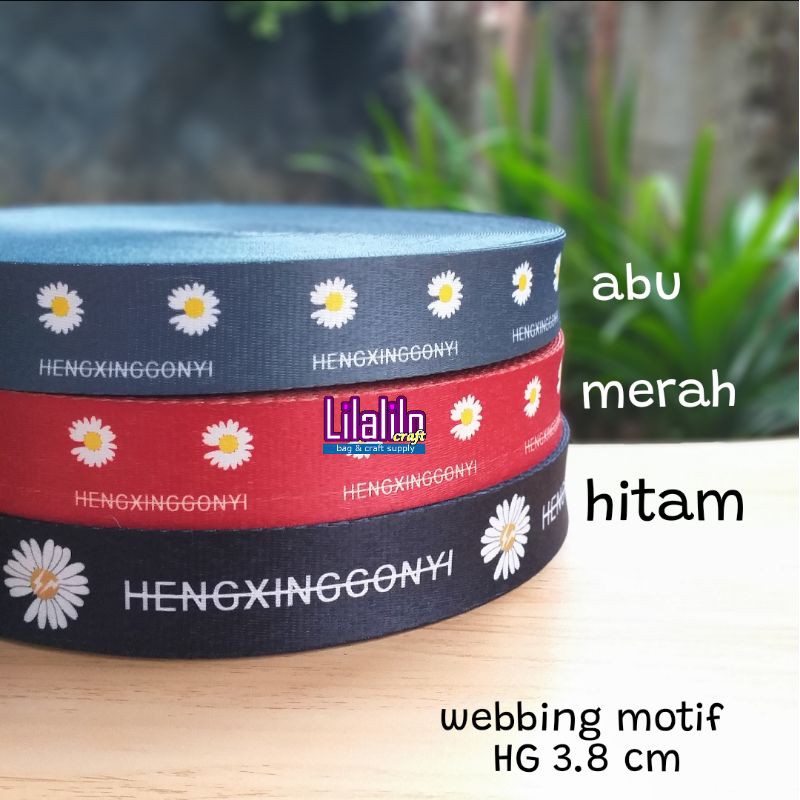 WEBBING MOTIF 4 CM / BAHAN TALI TAS (TANPA KAITAN)