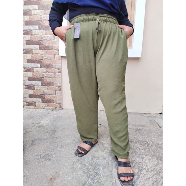 Celana Baggy Bahan Crinkle Airflow Jumbo Muat BB 40KG-85KG / Jorali Pants Crinkle Airflow Premium