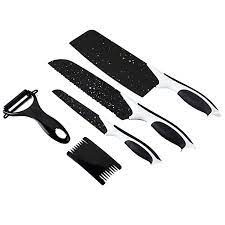 Pisau Set Hitam 5in1 Maifan (3 Pisau + Peeler + Serrated Cutter)