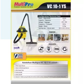 Multipro Vacuum Cleaner VC 10-1 YS Wet &amp; Dry / Vacum Penyedot Debu Basah Kering