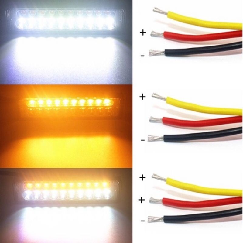 Lampu Tembak 18 LED 2 Warna 24 Volt Truk Bus Fuso Canter Tronton Putih Kuning CWL Lightbar Sorot Offroad 3 Mode Truck Bis Yellow White Worklight