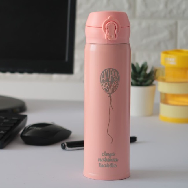 Botol minum stainless termos vacuum tumbler travel mug TM0309 Pink