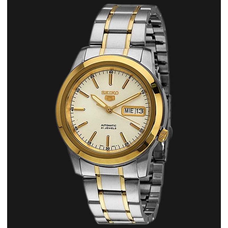 Jam Tangan Pria Seiko 5 SNKE54K1 Automatic Silver Gold Original