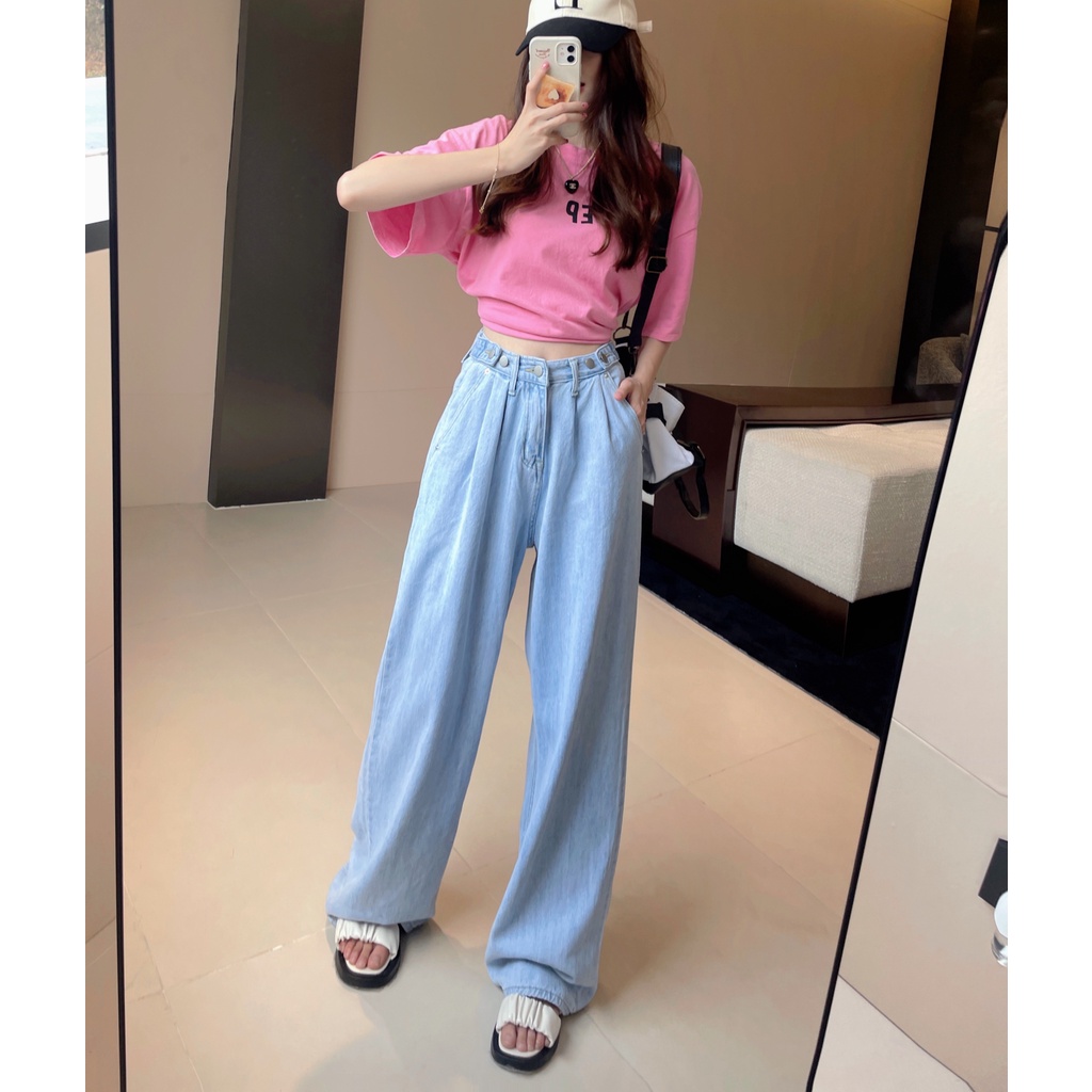 XIAOZHAINV Celana Jeans Wanita Korean Style High Waist Loose 3957