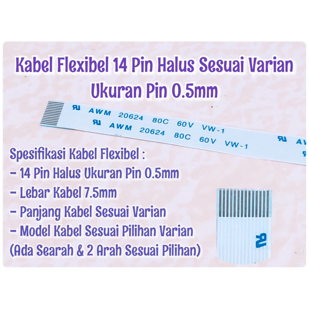 Kabel Flexibel 14 Pin Halus Sesuai Piliahan Varian Ukuran Pin 0.5mm