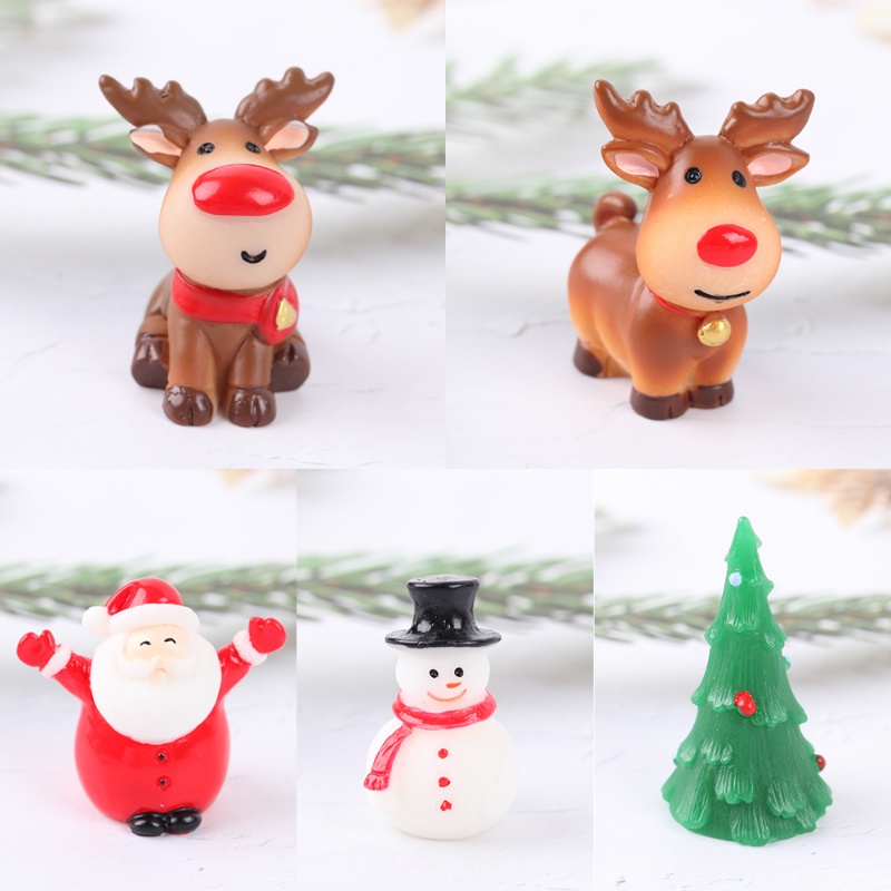 1 Pc Ornamen Bentuk Pohon Natal Rusa Santa Claus Mini Bahan Resin Untuk Dekorasi Rumah