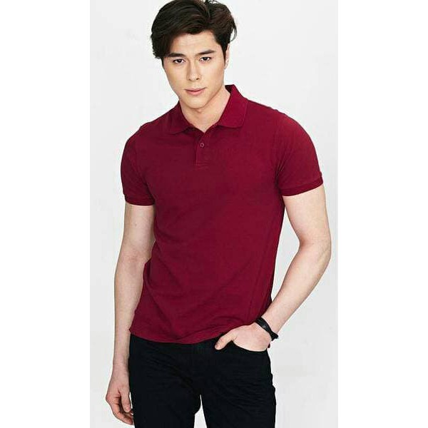 Kaos Kerah Polos Merah Marun Bahan Polo Lacoste Halus
