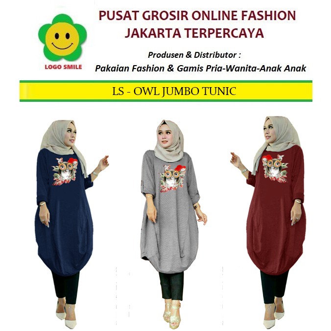 Owl Jumbo Tunik - Logo Smile (LS) - Ukuran XXL-3XL - Matt Baby Terri