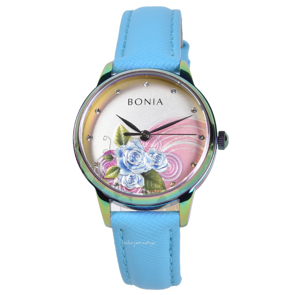 Bonia BNB10507-2017 Jam Tangan Wanita - Rainbow - Blue Leather Strap
