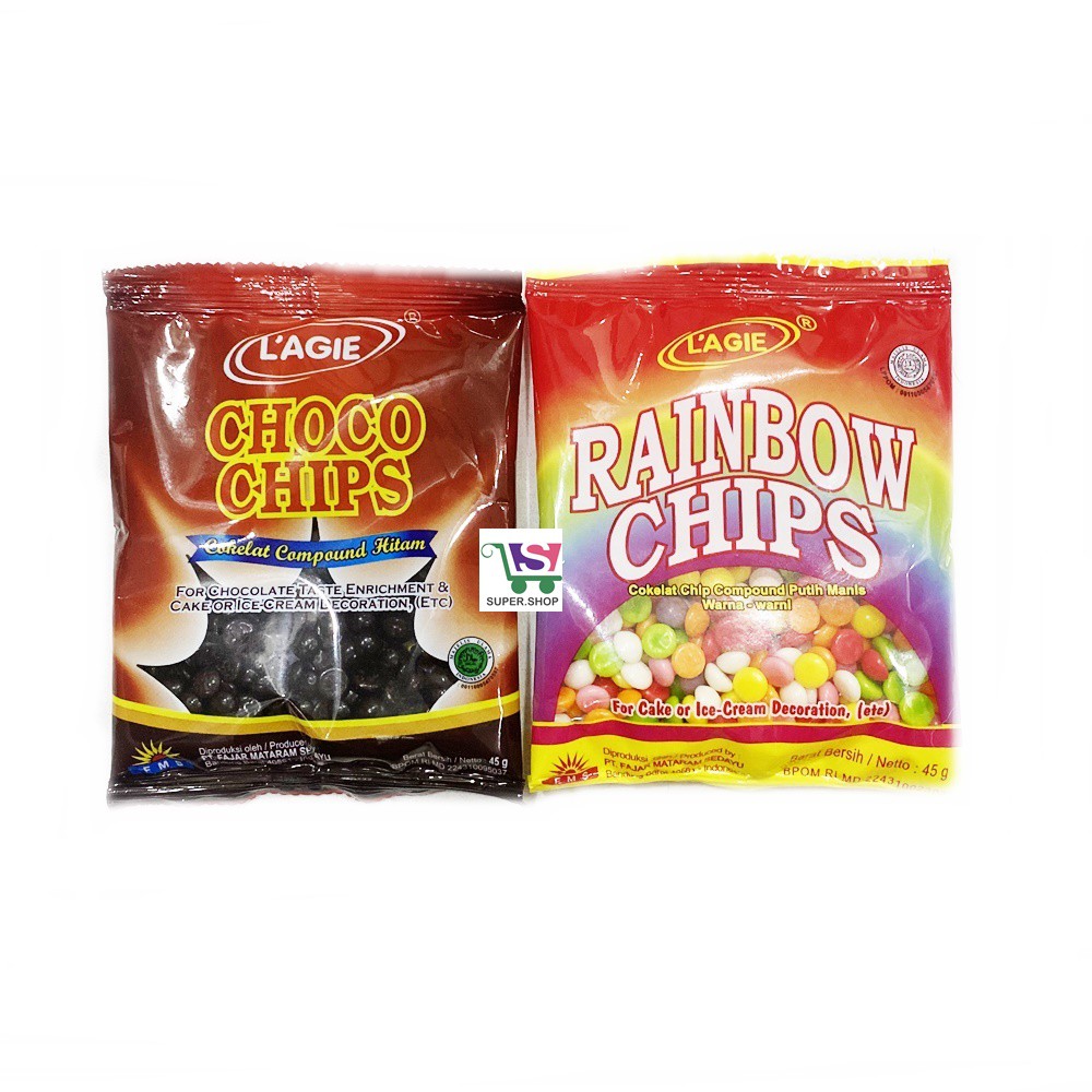 

L'Agie / Lagie Cokelat Choco Chips / Rainbow Chocochips Natal 45 Gram