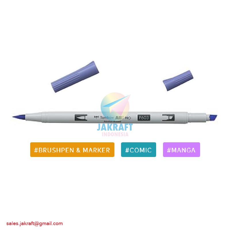 

(1 Pcs) Spidol Kuas Permanent TOMBOW ABT PRO P603 Periwinkle Dual Brush Pen Maker