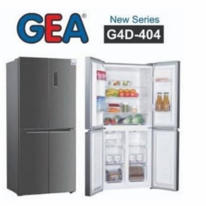 Kulkas Side By Side Gea G4D-404 Inox Silver / Kulkas Gea Inverter 4 Pintu