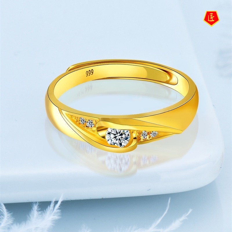 [Ready Stock]Fashion Personality Couple Gold Ring