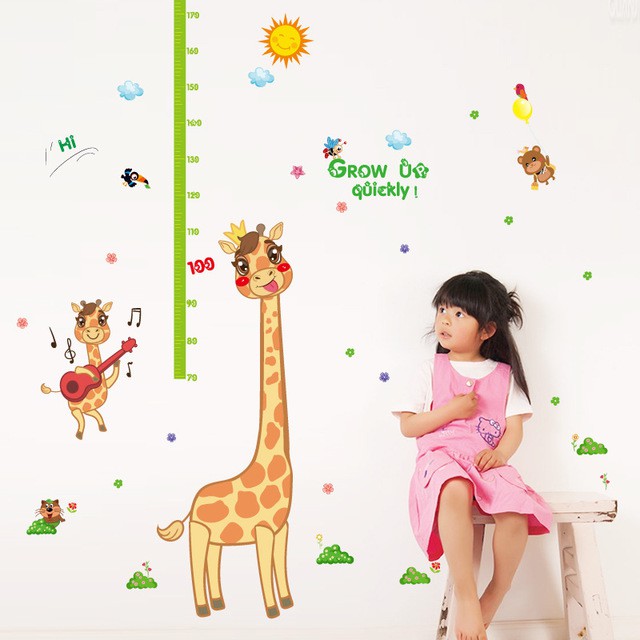 RELIZA WALL STICKER PENGUKUR TINGGI BADAN JERAPAH ANAK GROW UP QUICKLY STIKER DINDING SK9141