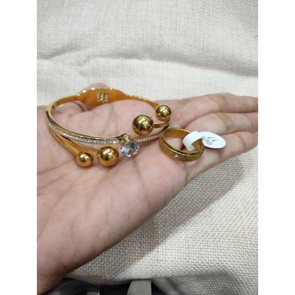 SET GELANG BOBA + CINCIN TITANIUM