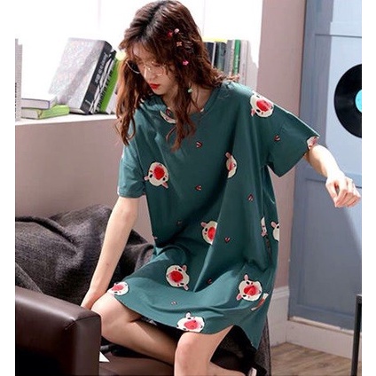 Daster Impor - Daster Korea - Remaja - Motif Domba Warna Hijau Tua - XXL