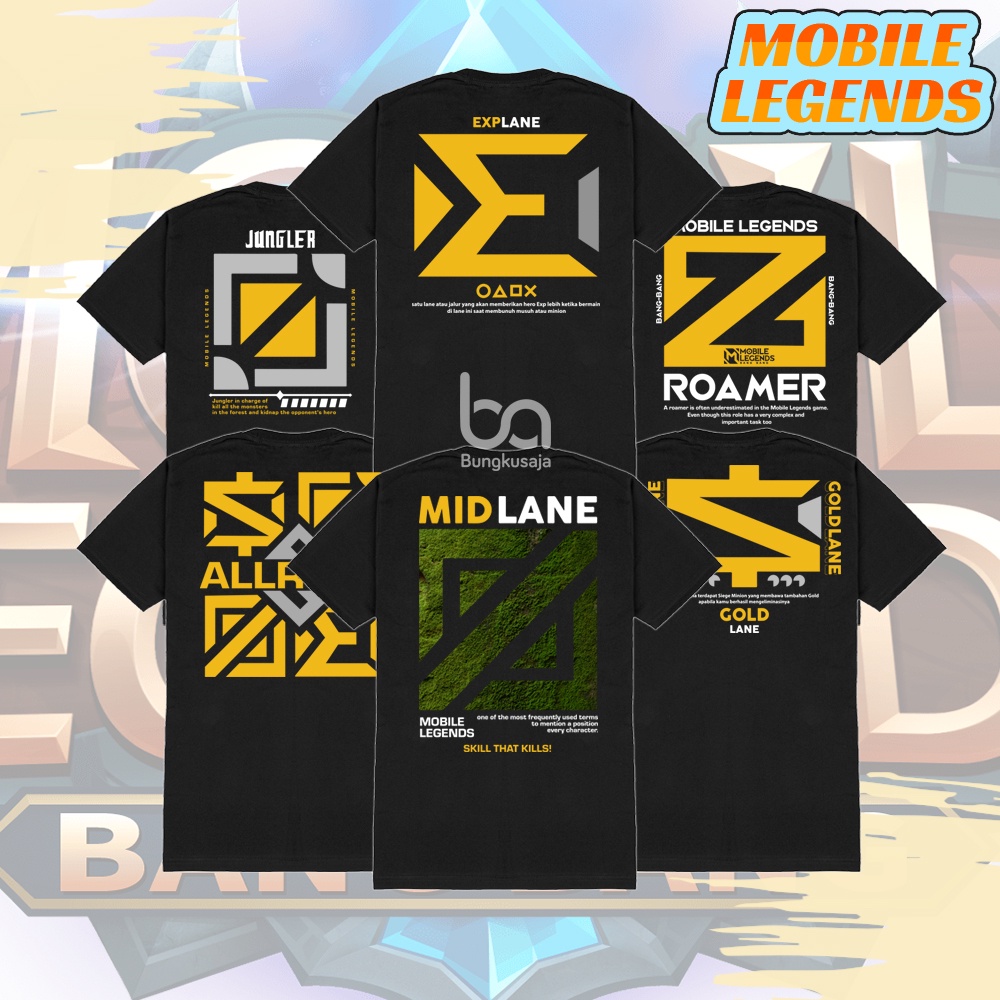 Jual Kaos Mobile Legend ML Series Baju Game MOBA All Role Exp Lane Gold ...