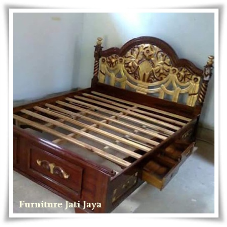 Tempat tidur laci ukiran - dipan laci kayu jati ukiran dipan tempat tidur 180x200 semua ukuran